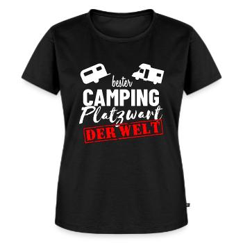 Camping Platzwart vom Campingplatz - Frauen Premium Bio T-Shirt - Schwarz - Vorne - Selfina (174cm)