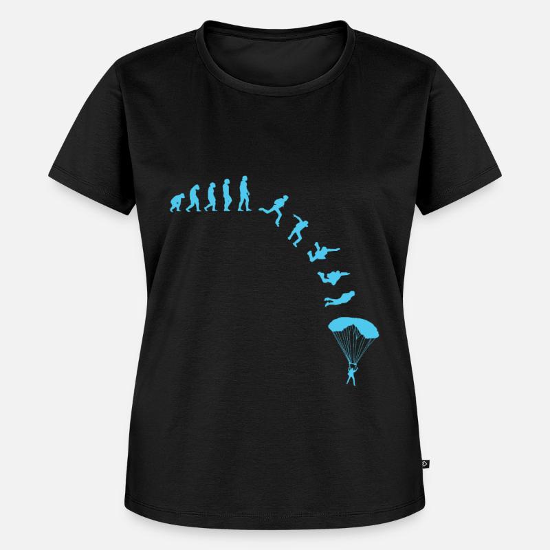 Skydiver Evolution Fallschirmspringer - Frauen Premium Bio T-Shirt - Schwarz