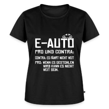 Anti Elektroauto gegen E-Auto mit Strom lustig - Frauen Premium Bio T-Shirt - Schwarz - Vorne - Selfina (174cm)
