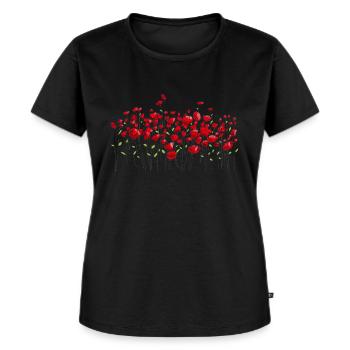 Coquelicots fleurs de pavot fleurs - T-shirt Premium bio Femme - noir - Devant - Selfina (174cm)