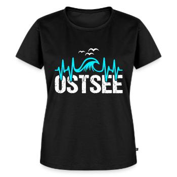 Ostsee Herzschlag Küste Meer Liebe - Frauen Premium Bio T-Shirt - Schwarz - Vorne - Selfina (174cm)