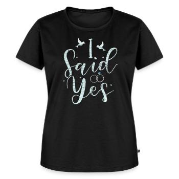 Verlobung Antrag - Frauen Premium Bio T-Shirt - Schwarz - Vorne - Selfina (174cm)
