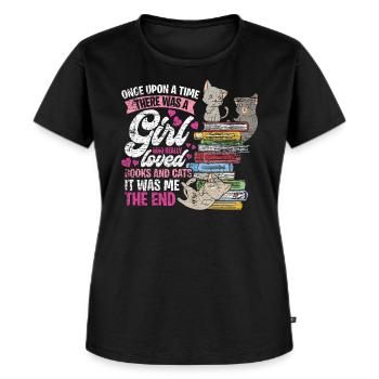 boek - Vrouwen Premium Bio T-shirt - zwart - Voor - Selfina (174cm)