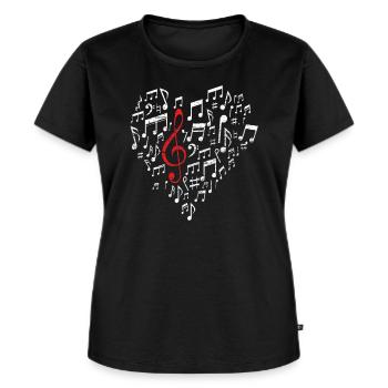 Musik Herz - Frauen Premium Bio T-Shirt - Schwarz - Vorne - Selfina (174cm)