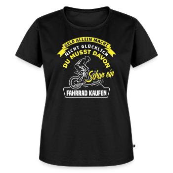 Fahrrad Fahrräder Radfahrer Glücklich - Frauen Premium Bio T-Shirt - Schwarz - Vorne - Selfina (174cm)