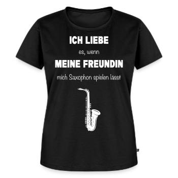 Saxophon Saxophonist Musiker Jazz Instrument Band - Frauen Premium Bio T-Shirt - Schwarz - Vorne - Selfina (174cm)