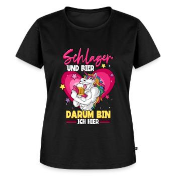 Schlagerparty Schlager und Bier darum bin ich hier - Frauen Premium Bio T-Shirt - Schwarz - Vorne - Selfina (174cm)