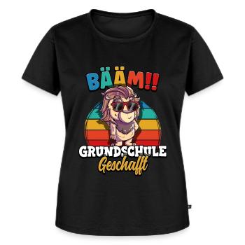 Bääm Grundschule Geschafft - Frauen Premium Bio T-Shirt - Schwarz - Vorne - Selfina (174cm)