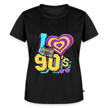Jaren 90 I Love 90s - Vrouwen Premium Bio T-shirt - zwart - Voor - Selfina (174cm)