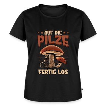 Pilzsammler Pilz Sucher - Frauen Premium Bio T-Shirt - Schwarz - Vorne - Selfina (174cm)