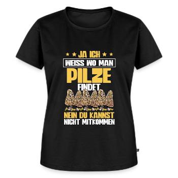 Pilzsammler Pilz Sucher - Frauen Premium Bio T-Shirt - Schwarz - Vorne - Selfina (174cm)