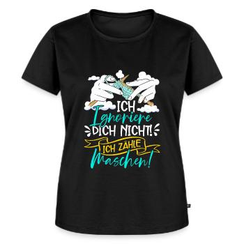 Häkeln - Frauen Premium Bio T-Shirt - Schwarz - Vorne - Selfina (174cm)
