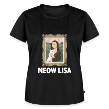 Mona Lisa Katze Kunstliebhaber Katzenliebhaber - Frauen Premium Bio T-Shirt - Schwarz - Vorne - Selfina (174cm)