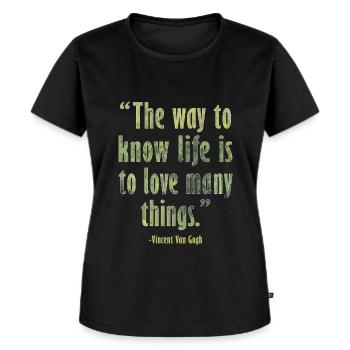 Positive Kunst Zitat von Van Gogh Design - Frauen Premium Bio T-Shirt - Schwarz - Vorne - Selfina (174cm)