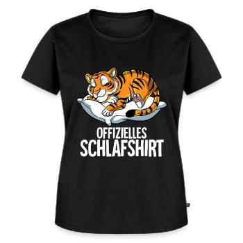 Offizielles Schlafshirt Tiger - Frauen Premium Bio T-Shirt - Schwarz - Vorne - Selfina (174cm)