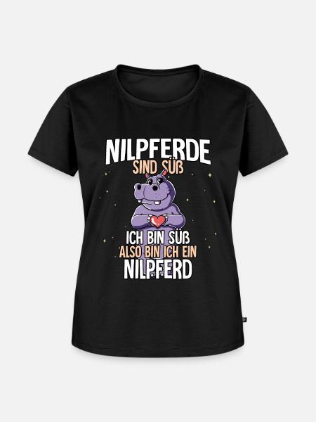 Nilpferde Sind Süß Nilpferd - Frauen Premium Bio T-Shirt - Schwarz