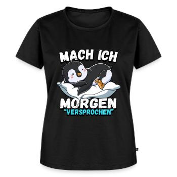 Mach Ich Morgen Versprochen Pinguin - Frauen Premium Bio T-Shirt - Schwarz - Vorne - Selfina (174cm)
