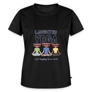 Conception de méditation du rire pour une séance de yoga du rire - T-shirt Premium bio Femme - noir - Devant - Selfina (174cm)