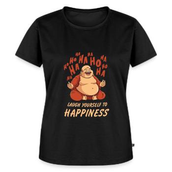 Conception de Bouddha de méditation riante pour le yoga du rire - T-shirt Premium bio Femme - noir - Devant - Selfina (174cm)