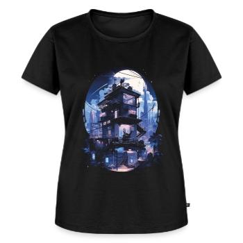 Cyberpunk Manga Kyoto Glitch - T-shirt Premium bio Femme - noir - Devant - Selfina (174cm)