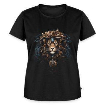 Steampunk Fantasy-Kunstwerk Löwen - Frauen Premium Bio T-Shirt - Schwarz - Vorne - Selfina (174cm)