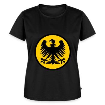 Deutschland zuerst - Frauen Premium Bio T-Shirt - Schwarz - Vorne - Selfina (174cm)