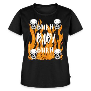 BURN BABY BURN! - Frauen Premium Bio T-Shirt - Schwarz - Vorne - Selfina (174cm)