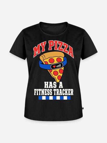 Pizza mit Fitness Tracker - Frauen Premium Bio T-Shirt - Schwarz