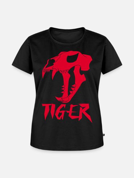 Tigerschädel (Rot) - Frauen Premium Bio T-Shirt - Schwarz