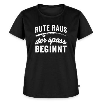 Rute raus der spass beginnt - Frauen Premium Bio T-Shirt - Schwarz - Vorne - Selfina (174cm)