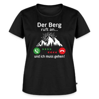 der berg ruft an und ich muss gehen - Frauen Premium Bio T-Shirt - Schwarz - Vorne - Selfina (174cm)