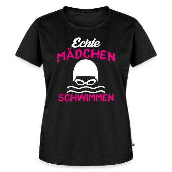 Echte Mädchen Schwimmen - Frauen Premium Bio T-Shirt - Schwarz - Vorne - Selfina (174cm)