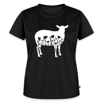 Sheep with flowers - Women's Premium Organic T-shirt - black - Front - Selfina (174cm)