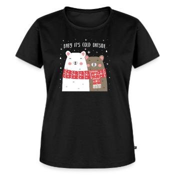 Ours de Noël animaux mignons neige hiver - T-shirt Premium bio Femme - noir - Devant - Selfina (174cm)