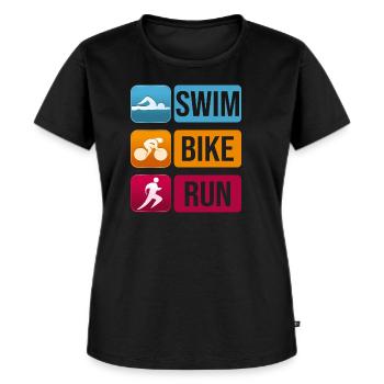 Triathlon - Frauen Premium Bio T-Shirt - Schwarz - Vorne - Selfina (174cm)