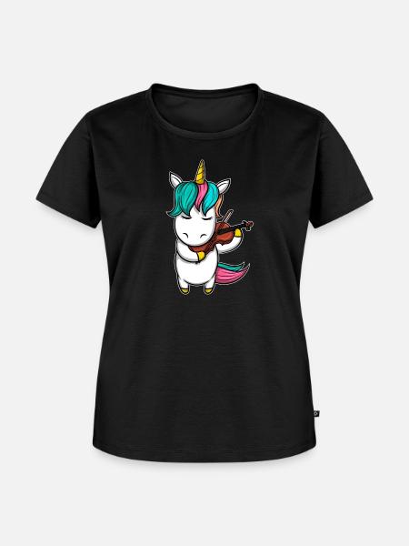 Einhorn Geige Streichinstrument - Frauen Premium Bio T-Shirt - Schwarz