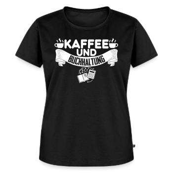 Kaffee und Buchhaltung - Frauen Premium Bio T-Shirt - Schwarz - Vorne - Selfina (174cm)