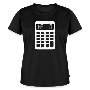 Bonjour Calculatrice - T-shirt Premium bio Femme - noir - Devant - Selfina (174cm)