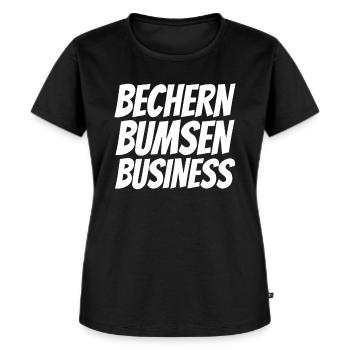 Bechern Bumsen Business - Frauen Premium Bio T-Shirt - Schwarz - Vorne - Selfina (174cm)