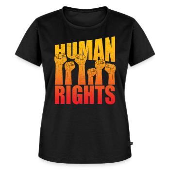 Human Rights - Menschenrechte - Frauen Premium Bio T-Shirt - Schwarz - Vorne - Selfina (174cm)