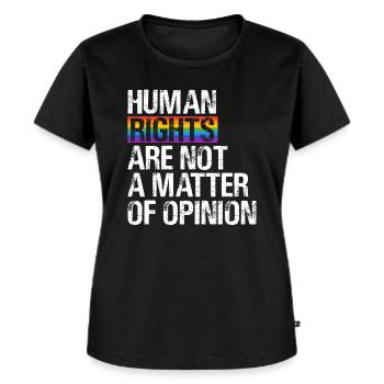 Menschenrechte sind keine Option - Frauen Premium Bio T-Shirt - Schwarz - Vorne - Selfina (174cm)