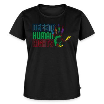 Verteidigt Menschenrechte - Frauen Premium Bio T-Shirt - Schwarz - Vorne - Selfina (174cm)