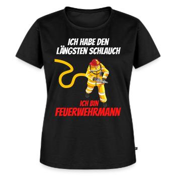 Längster Schlauch der Feuerwehr - Frauen Premium Bio T-Shirt - Schwarz - Vorne - Selfina (174cm)