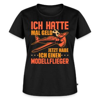 Modellfliegen Modellbau Modellflug Spruch - Frauen Premium Bio T-Shirt - Schwarz - Vorne - Selfina (174cm)
