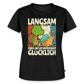 Wandern Rentner Geschenk Opa Wald - Frauen Premium Bio T-Shirt - Schwarz - Vorne - Selfina (174cm)