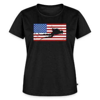 Plongée drapeau américain - T-shirt Premium bio Femme - noir - Devant - Selfina (174cm)