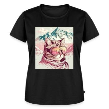 Winter Katze Ski Snowboard Schnee Kätzchen - Frauen Premium Bio T-Shirt - Schwarz - Vorne - Selfina (174cm)