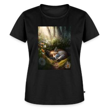 Fix und Foxi Fuchs Spruch Schlafshirt Kuscheln - Frauen Premium Bio T-Shirt - Schwarz - Vorne - Selfina (174cm)