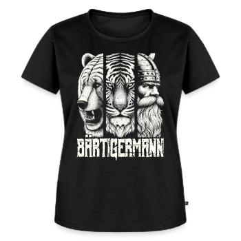 Bärtigermann Bär Tiger Mann Geschenk Bart - Frauen Premium Bio T-Shirt - Schwarz - Vorne - Selfina (174cm)