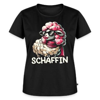 Chef Chefin Schaf Geschenk Schäfin Spruch - Frauen Premium Bio T-Shirt - Schwarz - Vorne - Selfina (174cm)